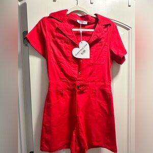 NWT buddy love Jessie crystal fringe romper in red